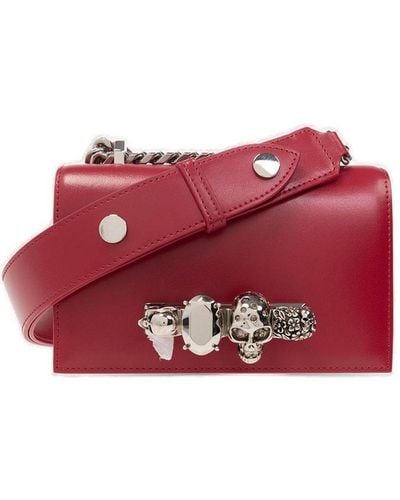 Alexander McQueen Jeweled Satchel Mini Shoulder Bag - Red