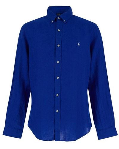 Polo Ralph Lauren Polo Pony-embroidered Buttoned Shirt - Blue