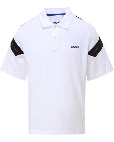 Koche Logo Embroidered Short-sleeved Polo Shirt - White