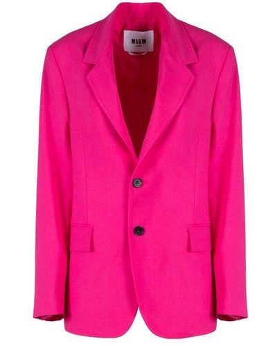 MSGM Single-breasted Tailored Blazer - Pink