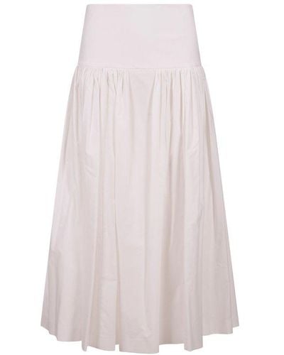MSGM Pleated Midi Skirt - White
