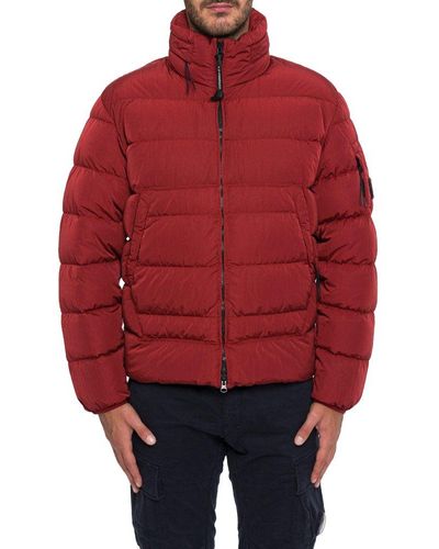 C.P. Company Lens Detailed Zip-up Padded Jacket - Red