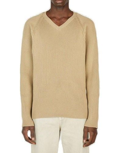 The Row V-neck Tomas Sweater - Natural