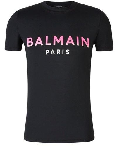 Balmain Logo Printed Swim T-shirt - Black