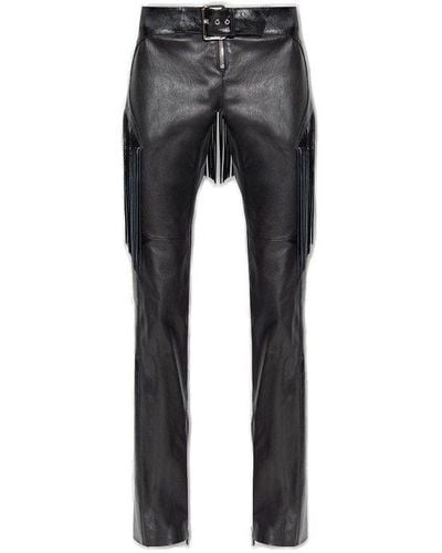 Versace Fringed Belted Boot-cut Trousers - Black