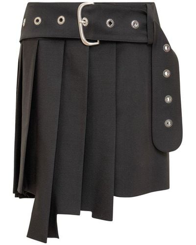 Off-White c/o Virgil Abloh Belted High Waist Pleated Skirt - Black