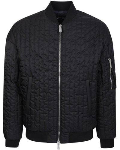 DSquared² Long Sleeved Quilted Zip-up Jacket - Blue