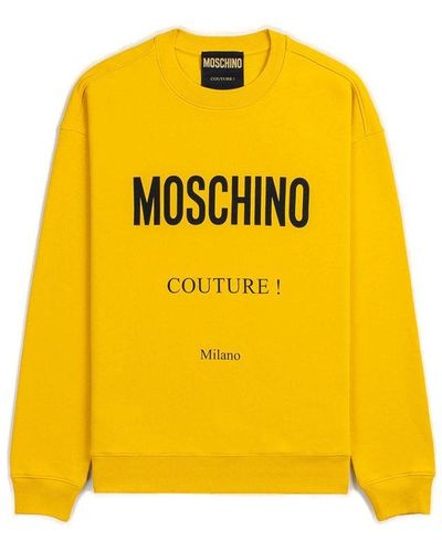 Moschino Logo Printed Crewneck Sweatshirt - Yellow