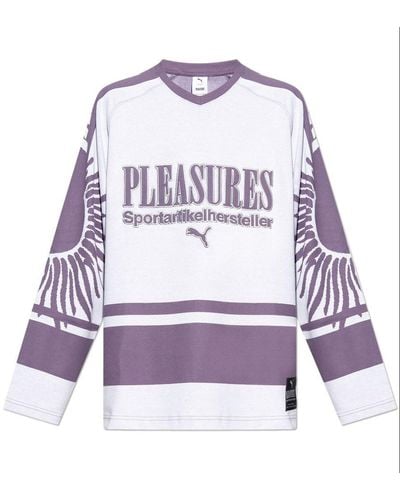 PUMA X Pleasures Logo Embroidered Oversized Sweater in Gray for Men | Lyst