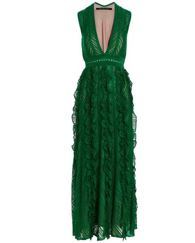 Antonino Valenti Plunge V-neck Sleeveless Maxi Dress - Green