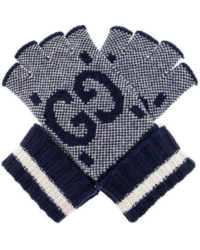 Gucci Navy Blue Cashmere Fingerless Gloves