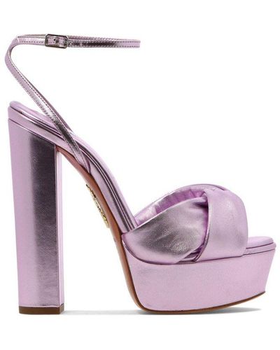 Aquazzura Olie Plateau Metallic Platform Sandals - Pink