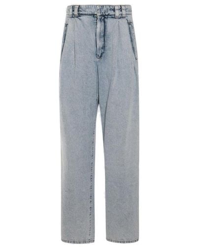 Brunello Cucinelli Low-rise Wide-leg Whiskering Effect Jeans - Grey