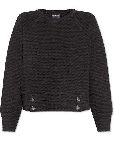 Giorgio Armani Sweatshirt With Decorative Buttons - Black