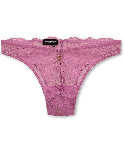 Emporio Armani ‘Sustainable’ Collection Lace Briefs - Pink
