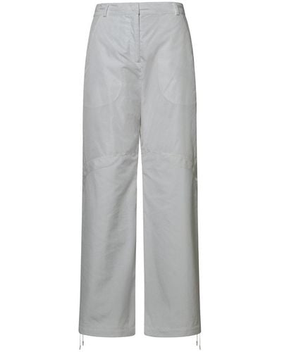 Moncler White Nylon Pants - Gray