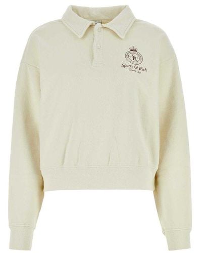 Sporty & Rich Crown Long-sleeved Polo Shirt - White