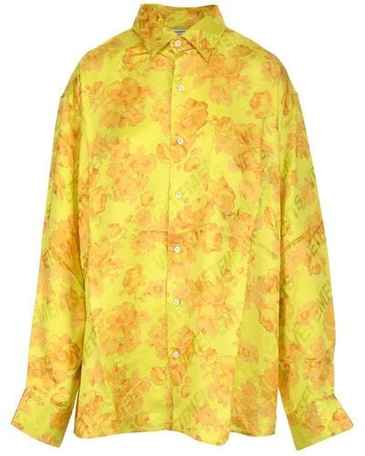 Vetements All-over Logo Floral Shirt - Yellow