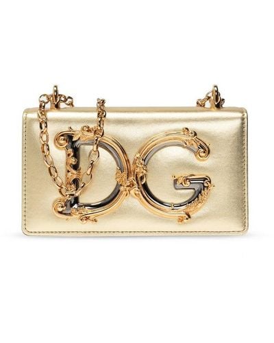 Dolce & Gabbana 'Dg Girls' Phone Bag With Chain Strap And Baroque - Yellow