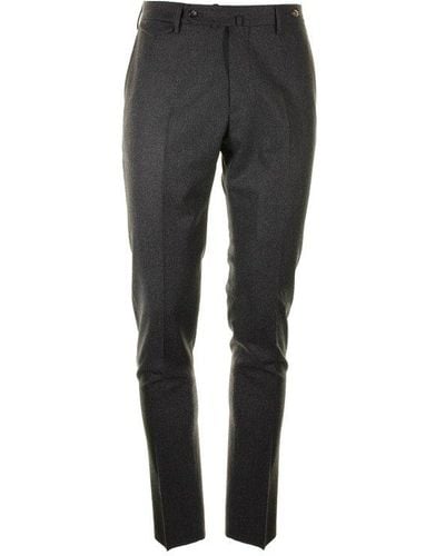 Tagliatore Belt-looped Slim-fit Pants - Black