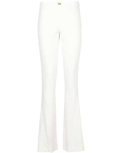 Blumarine Buckle Detailed Flared Trousers - White
