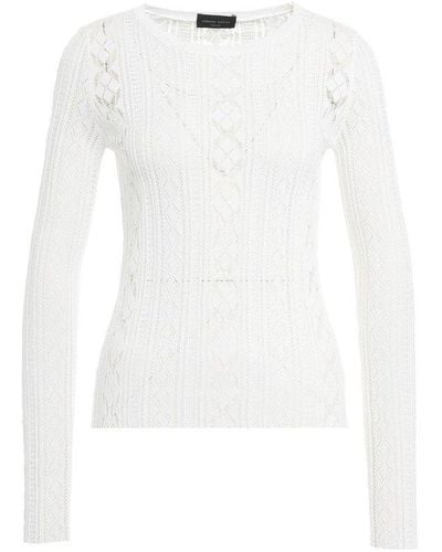 Roberto Collina Lace Detailed Knit Top - White