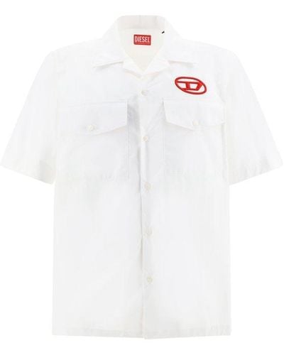 DIESEL S Mac Logo Embroidered Short-sleeved Shirt - White