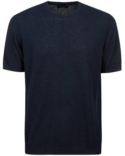 Roberto Collina Short-sleeved Knitted Jumper - Blue