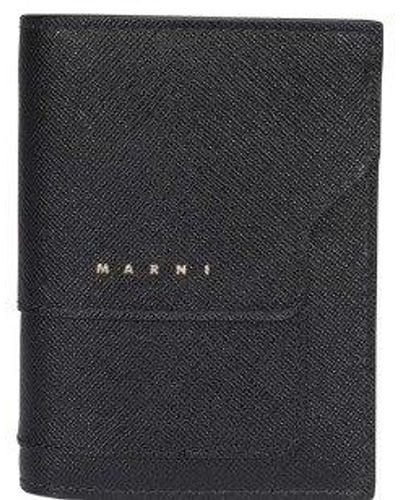 Marni Logo Printed Bi-fold Wallet - Black