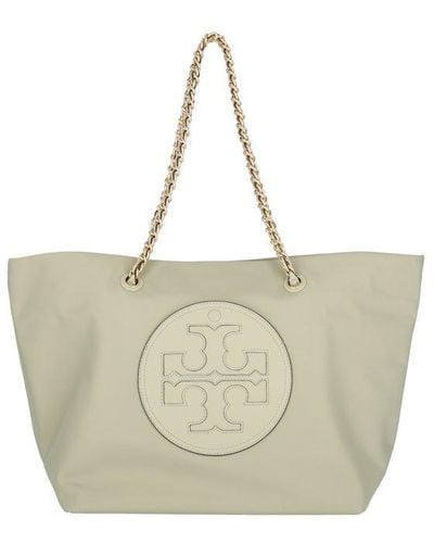 Tory Burch Ella Chain Logo Patch Tote Bag - Natural