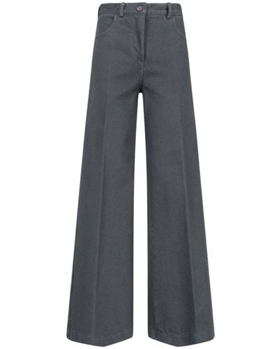 Aspesi Belt-looped Wide-leg Jeans - Gray