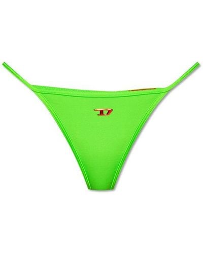 DIESEL Bfst-helena Logo Plaque Bikini Bottoms - Green