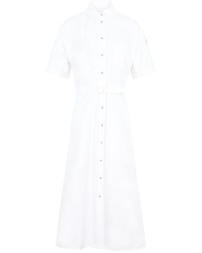 Moncler Belted Midi Shirt Dress - White