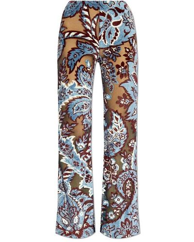 Etro Floral Pattern Flared Trousers - White