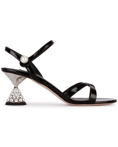 Miu Miu Embellished Heeled Sandals - Black
