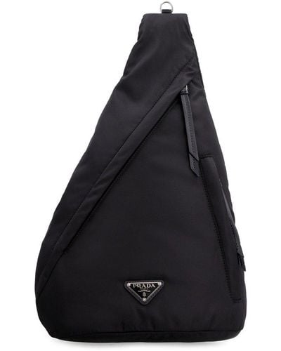 Prada Re-nylon Triangle Logo Backpack - Black