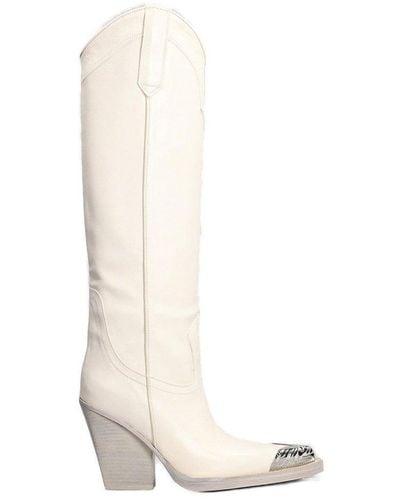 Paris Texas El Dorado Pointed Toe Knee-high Boots - White