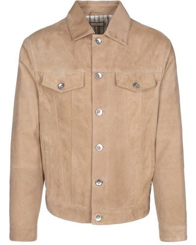 Brunello Cucinelli Leather Jackets - Natural