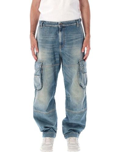 DIESEL D-fish Wide Leg Cargo Jeans - Blue