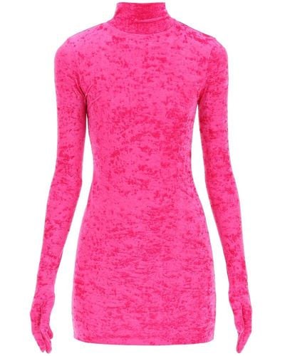 Vetements Mini Dress With Gloves - Pink