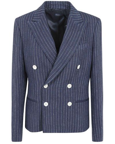 Polo Ralph Lauren Double-breasted Pinstriped Blazer - Blue