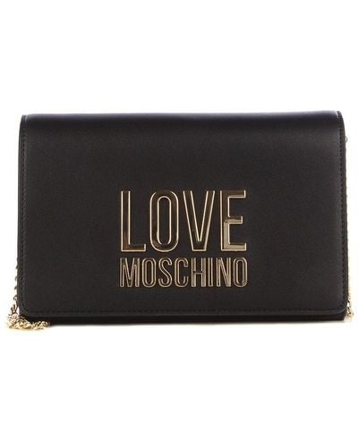 Love Moschino Logo Plaque Chain-link Clutch Bag - Black