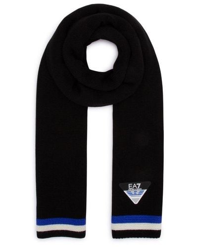 EA7 Logo Patch Knitted Scarf - Black