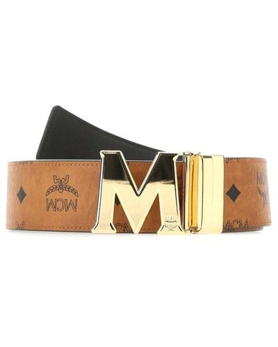 MCM Visetos Logo Buckle Belt - Brown