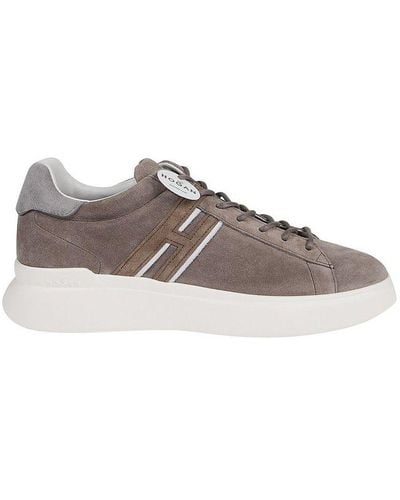 Hogan Logo Patch Lace-up Trainers - Brown