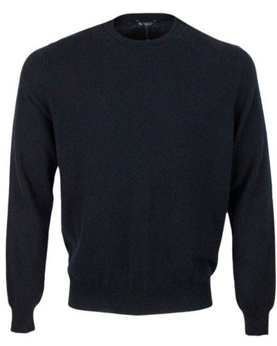 Colombo Long-sleeved Crewneck Knitted Sweater - Blue