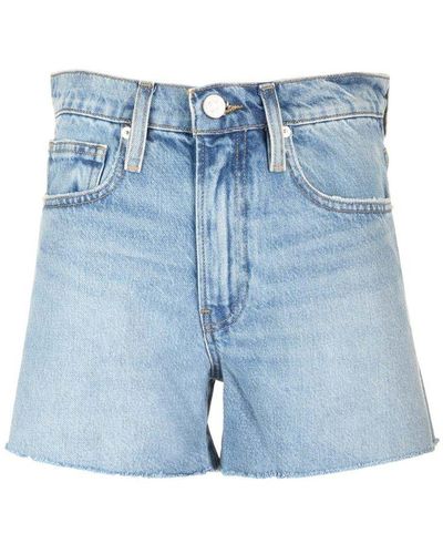 FRAME Le Brigette Raw-cut Hem Denim Shorts - Blue