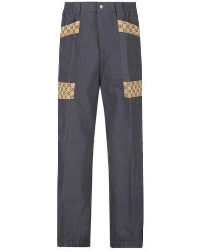 Gucci Panel-detailed Straight Leg Trousers - Blue