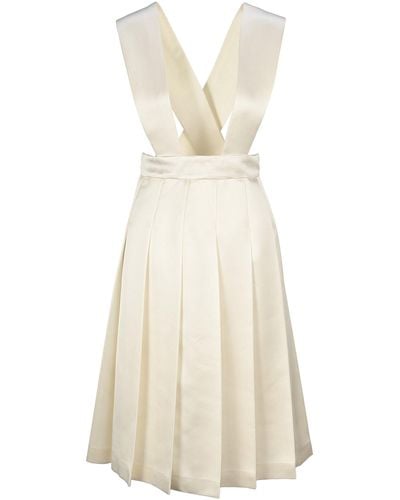 Miu Miu Pleated Suspender Dress - White
