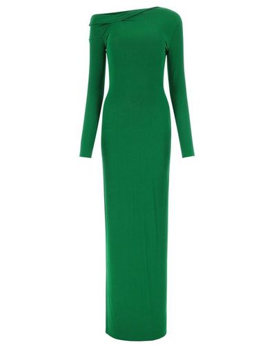 Tom Ford Off-shoulder Side Slit Maxi Dress - Green